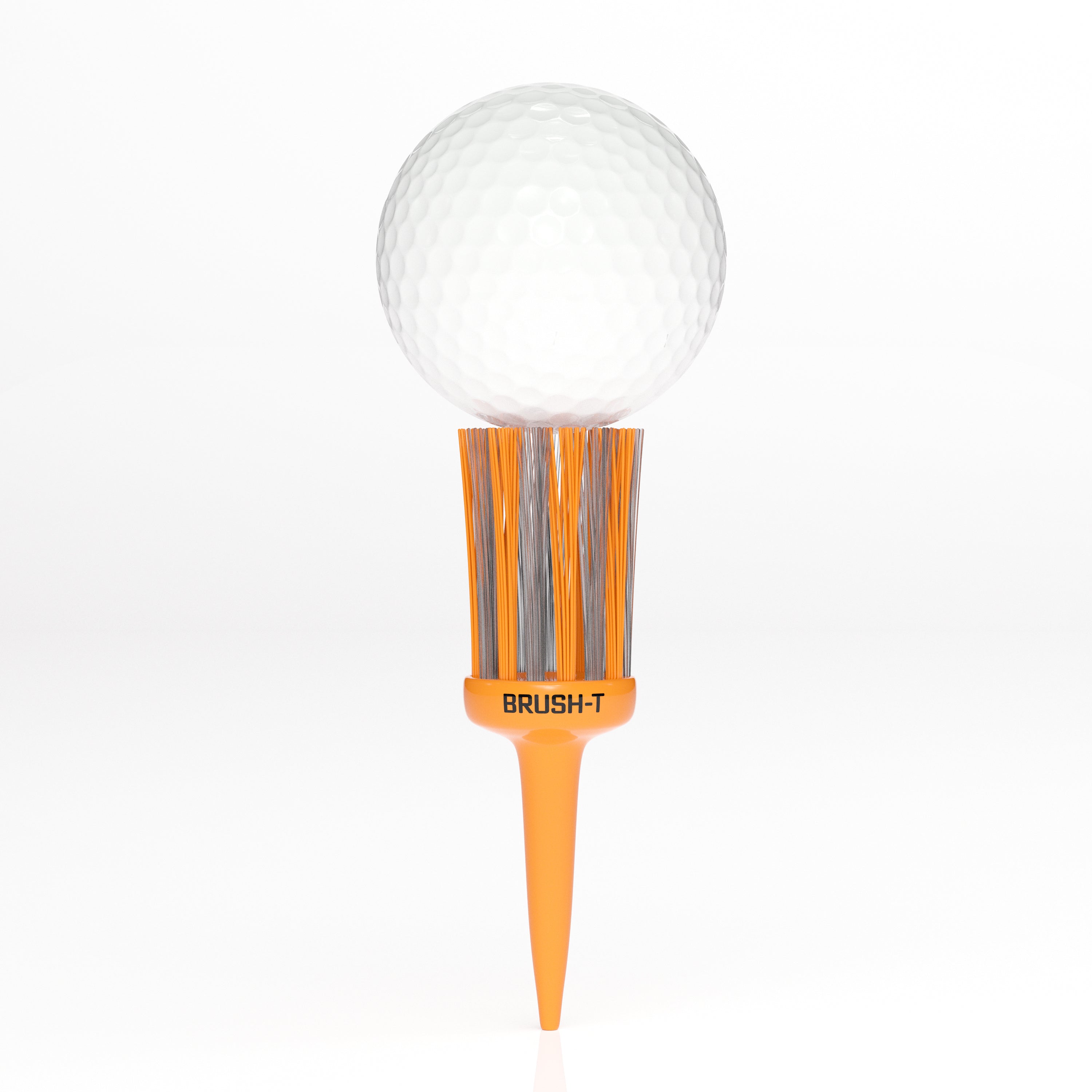 golf ball on orange oversize golf tee.